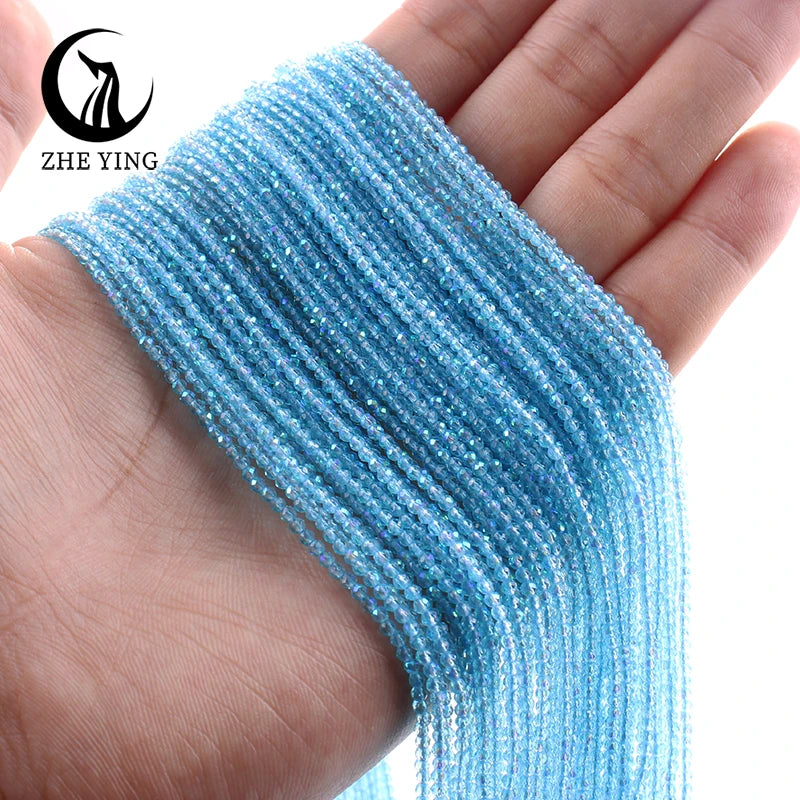 Zhe Ying New 2mm Electroplating AB Crystal Beads Small Loose Faceted Spacer Beads for Jewelry Making DIY Accessories