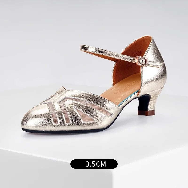 Square Dance Shoes Women Leather Sneakers Latin Dance Shoes Adult Social Ballroom Dancing Banquet Modern Dance Sandals Woman
