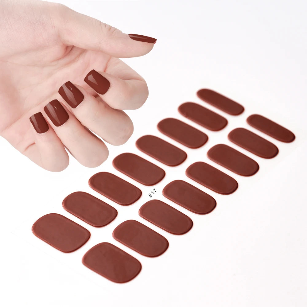 14pc Transparent Semi Cured Gel Nail Strips Nail Strengthening Gel Slider Long-Lasting Clear Crystal Gel Waterproof UV Stickers