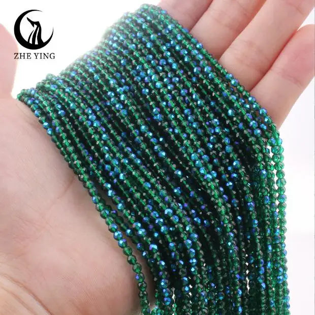 Zhe Ying New 2mm Electroplating AB Crystal Beads Small Loose Faceted Spacer Beads for Jewelry Making DIY Accessories