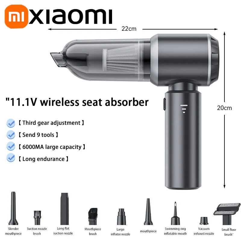Xiaomi Car Vacuum Cleaner 1200000PA Highly Strong Suction Blow Fourfold-use Wireless Vehicle Vacuum Cleaner Mini For Wet And Dry