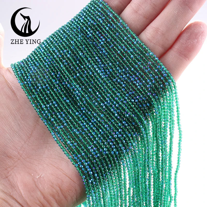 Zhe Ying New 2mm Electroplating AB Crystal Beads Small Loose Faceted Spacer Beads for Jewelry Making DIY Accessories