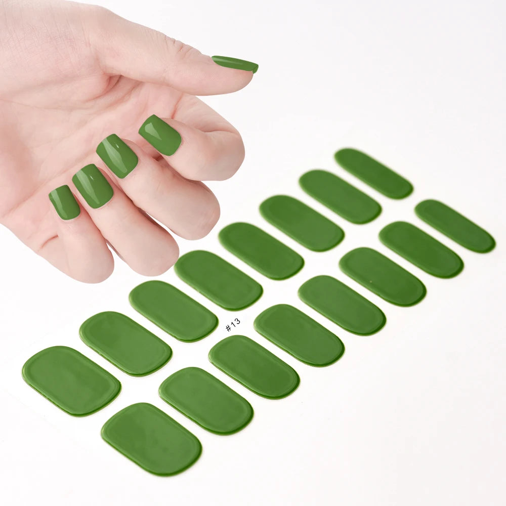 14pc Transparent Semi Cured Gel Nail Strips Nail Strengthening Gel Slider Long-Lasting Clear Crystal Gel Waterproof UV Stickers