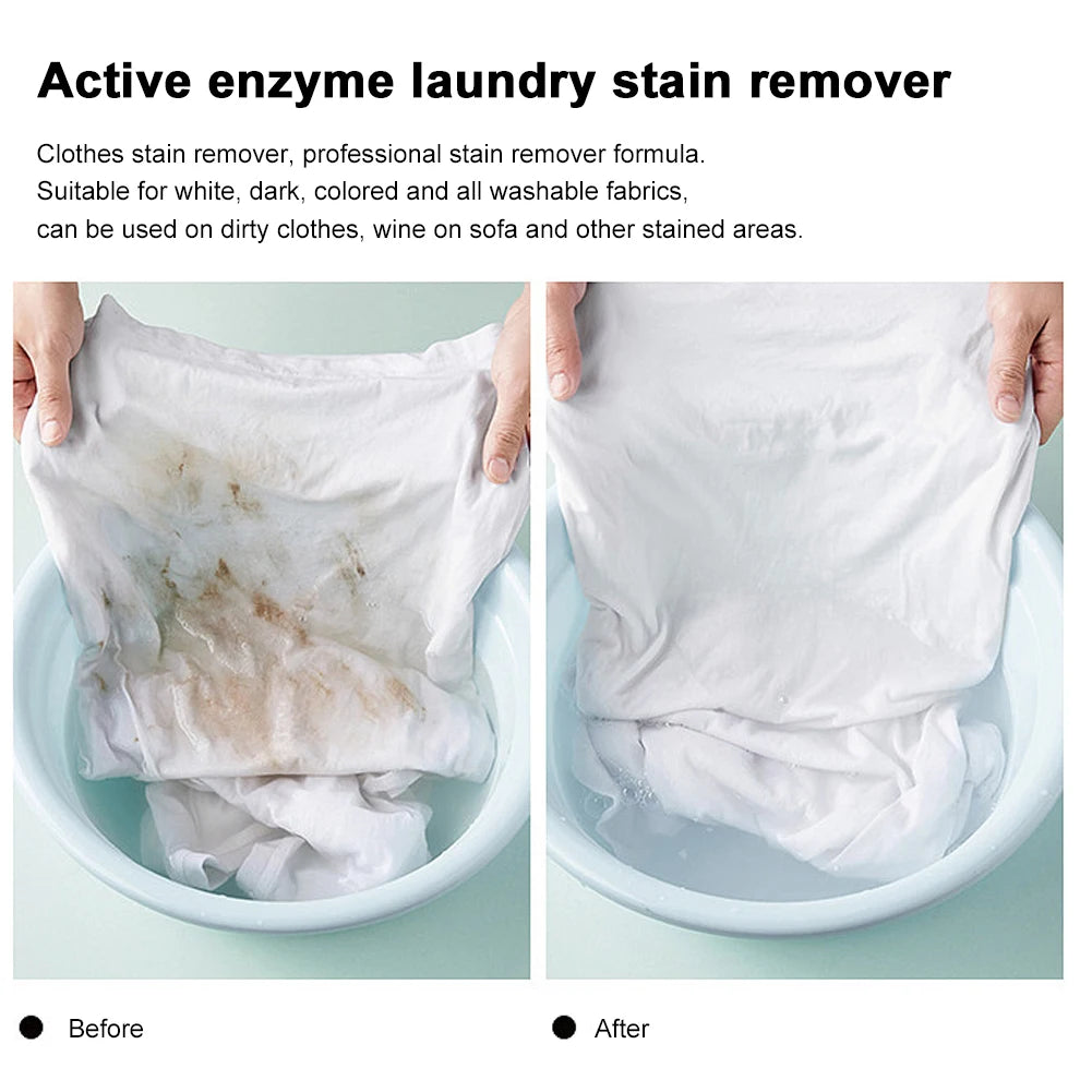 120 ML High Efficiency Active Enzyme Laundry Detergent White Shirt Guardian Works on Most Coffee Mud Grease Oil Stain Remove