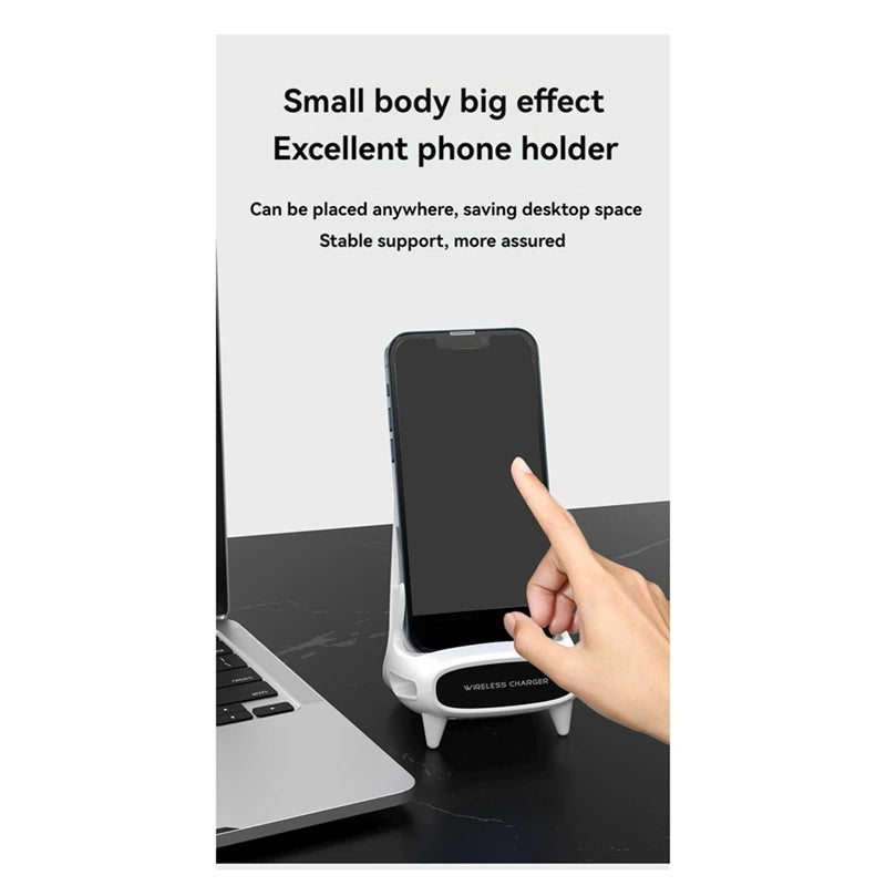 ZIZI Wireless Charger Mini Chair Sound Desk Mobile Phone Holder 10W Fast Charge Wireless Charger Office Desk Stand