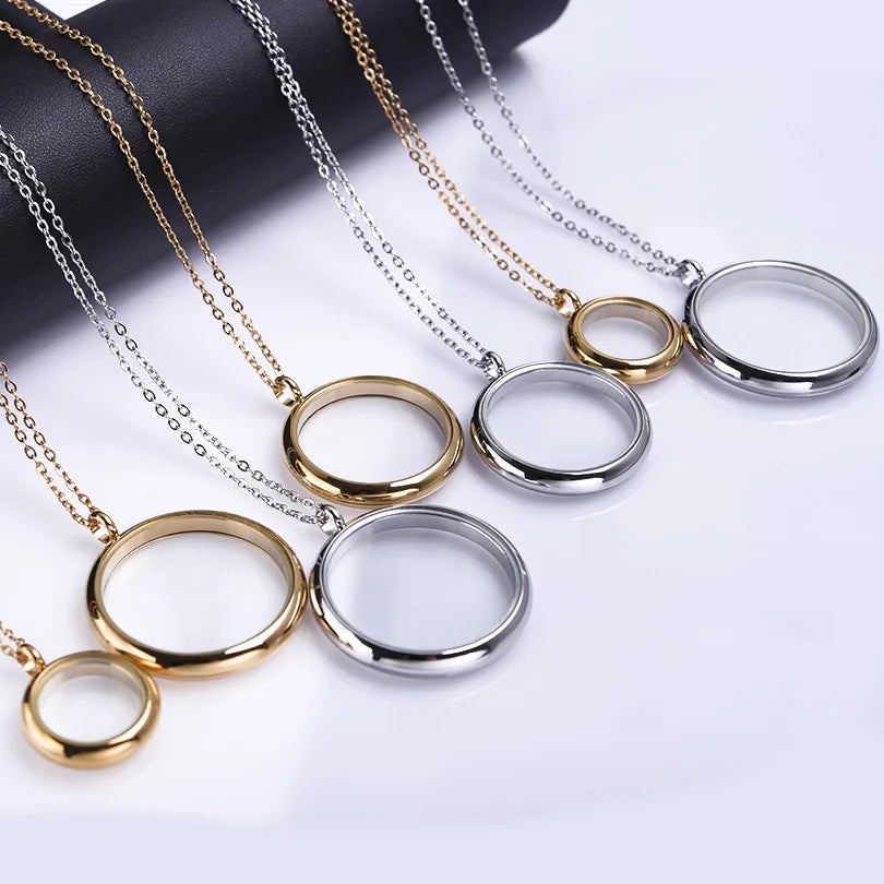 1Pc 17/28/32mm Stainless Steel Round Memory Ashes Locket Pendant Men Necklaces Diy Floating Relicario Coin Bezel Collar Jewelry