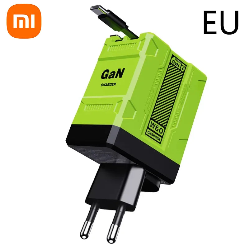 Xiaomi 120W GaN Fast Charger Compatible With Retractable Type-c And Ligtning Cable Portable Adapter For Iphone 16 Ipad Macbook