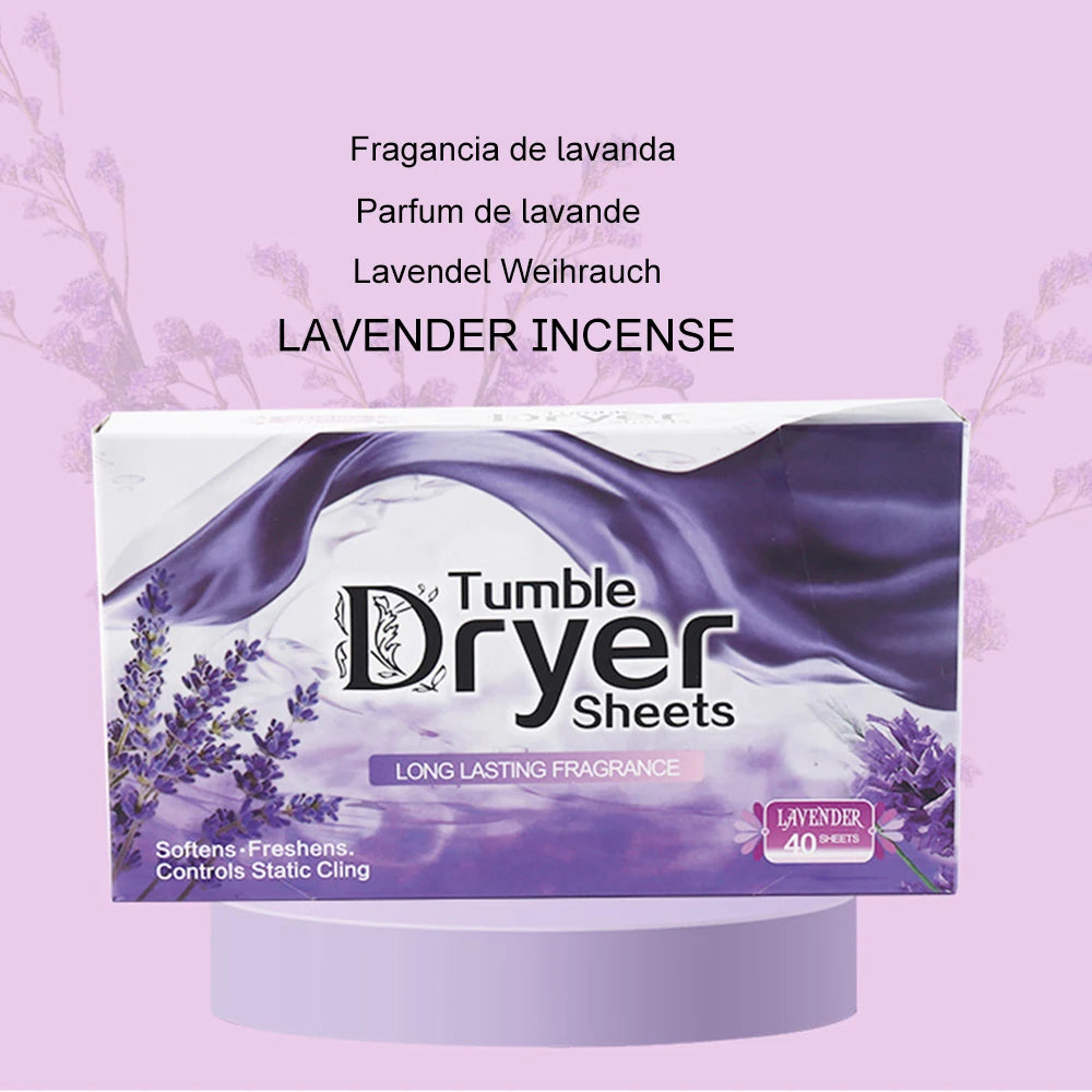 1 Boxes Of 40 Pc Tumble Dryer Sheets Long-Lasting Fragrance Clothes Static Reduction Laundry Freshener Paper Material