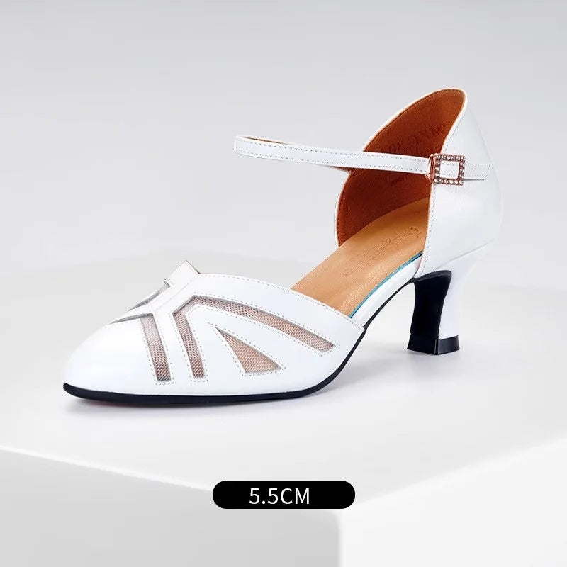Square Dance Shoes Women Leather Sneakers Latin Dance Shoes Adult Social Ballroom Dancing Banquet Modern Dance Sandals Woman