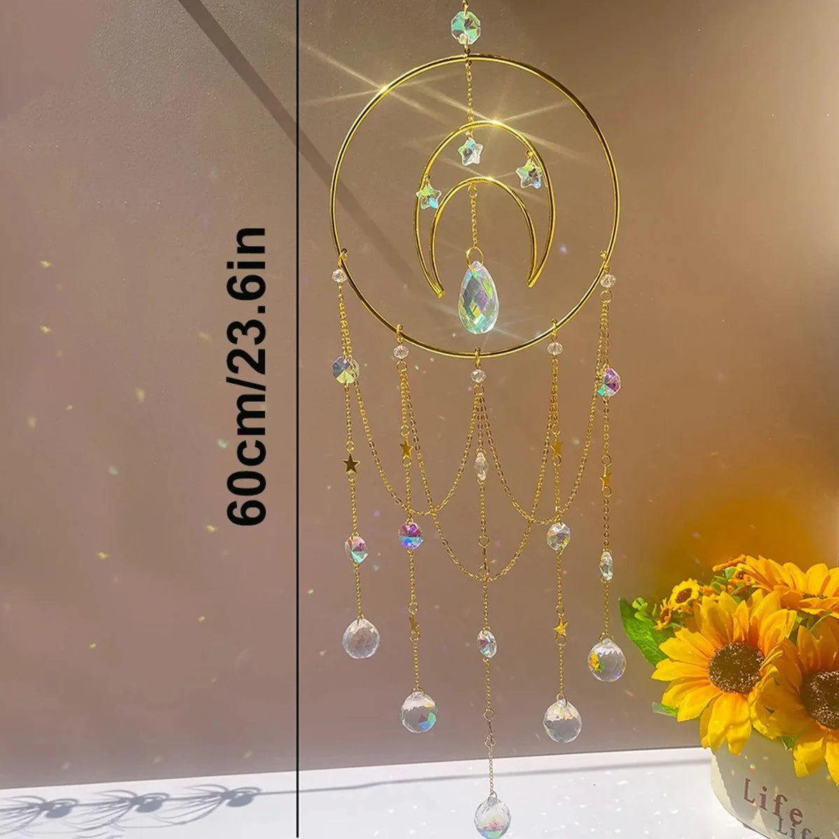 1PC Large Moon Suncatcher, Moon Crystal Wind Chime Charm, Charming Decoration, Charming Gift