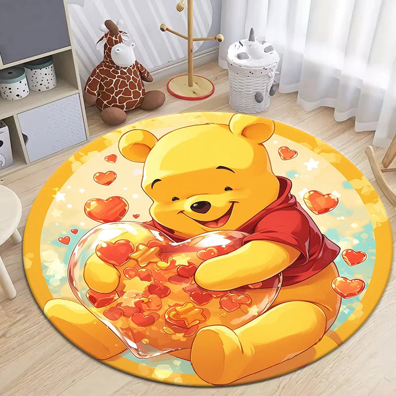Winnie the Pooh Cute Cartoon Print Round Carpet.Bedroom,Balcony,Entry Door,Sofa,Chair Non-slip Mat.Gift,Picnic,Home Decorat,Rug