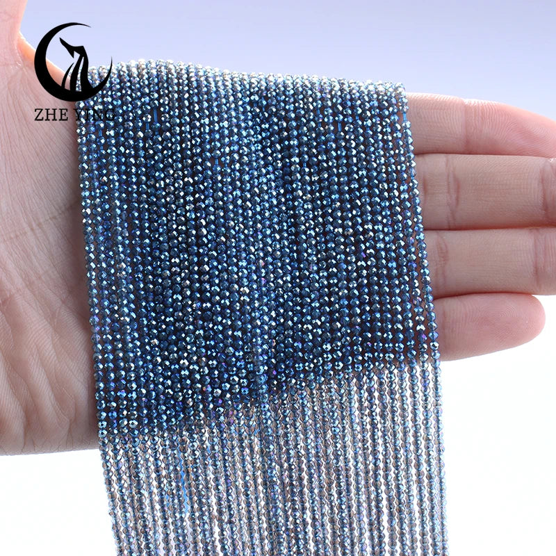 Zhe Ying New 2mm Electroplating AB Crystal Beads Small Loose Faceted Spacer Beads for Jewelry Making DIY Accessories