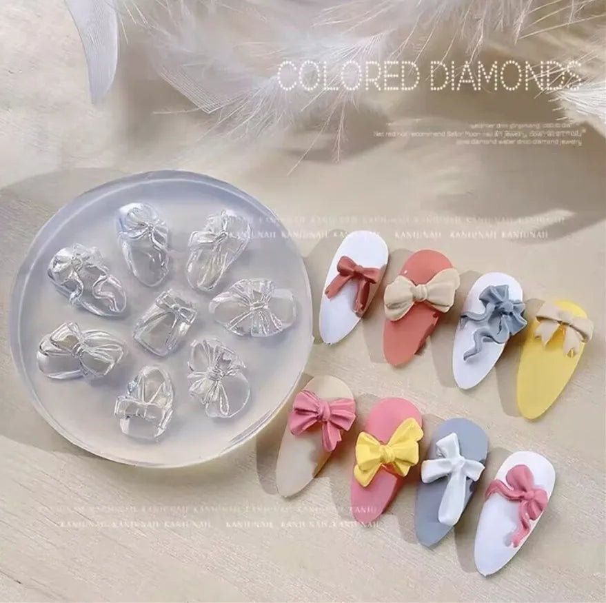 1pc Bowknot Flower 3D Acrylic Nail Mold Palace Nail Decorations DIY Design Silicone Manicure Mold Nail Art