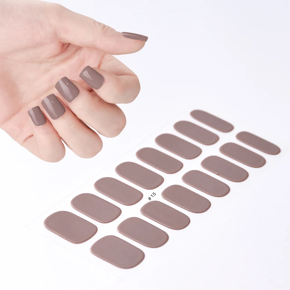14pc Transparent Semi Cured Gel Nail Strips Nail Strengthening Gel Slider Long-Lasting Clear Crystal Gel Waterproof UV Stickers