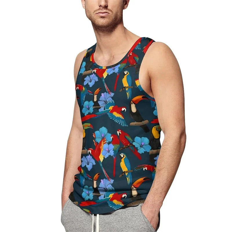 New Summer 3D Cute Animal Birds Printing Tank Top For Men Fashion Kid Streetwear Vest Hawaiian Harajuku Tank Tops Unisex Clothes