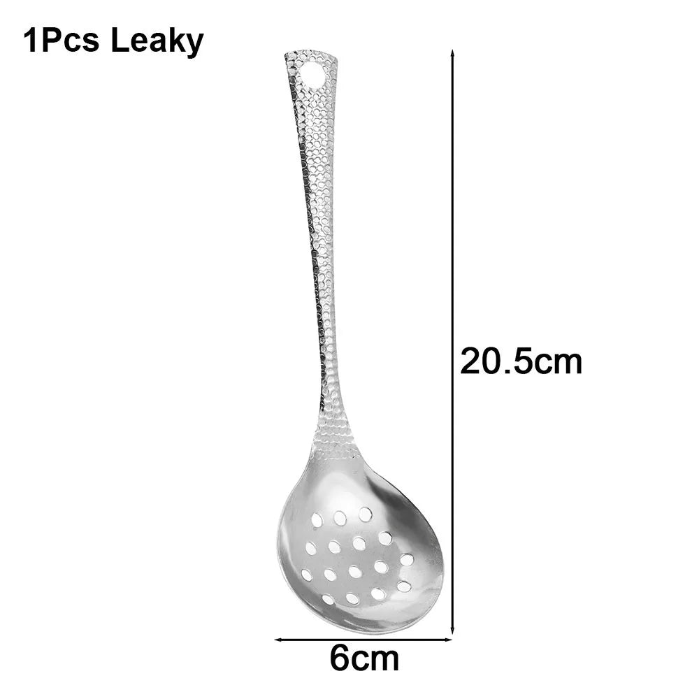 1/2Pcs New Leaky Long Handle Spoon Stainless Steel 20cm Soup Scoop Cooking Gadget for Hot Pot Restaurant Eating