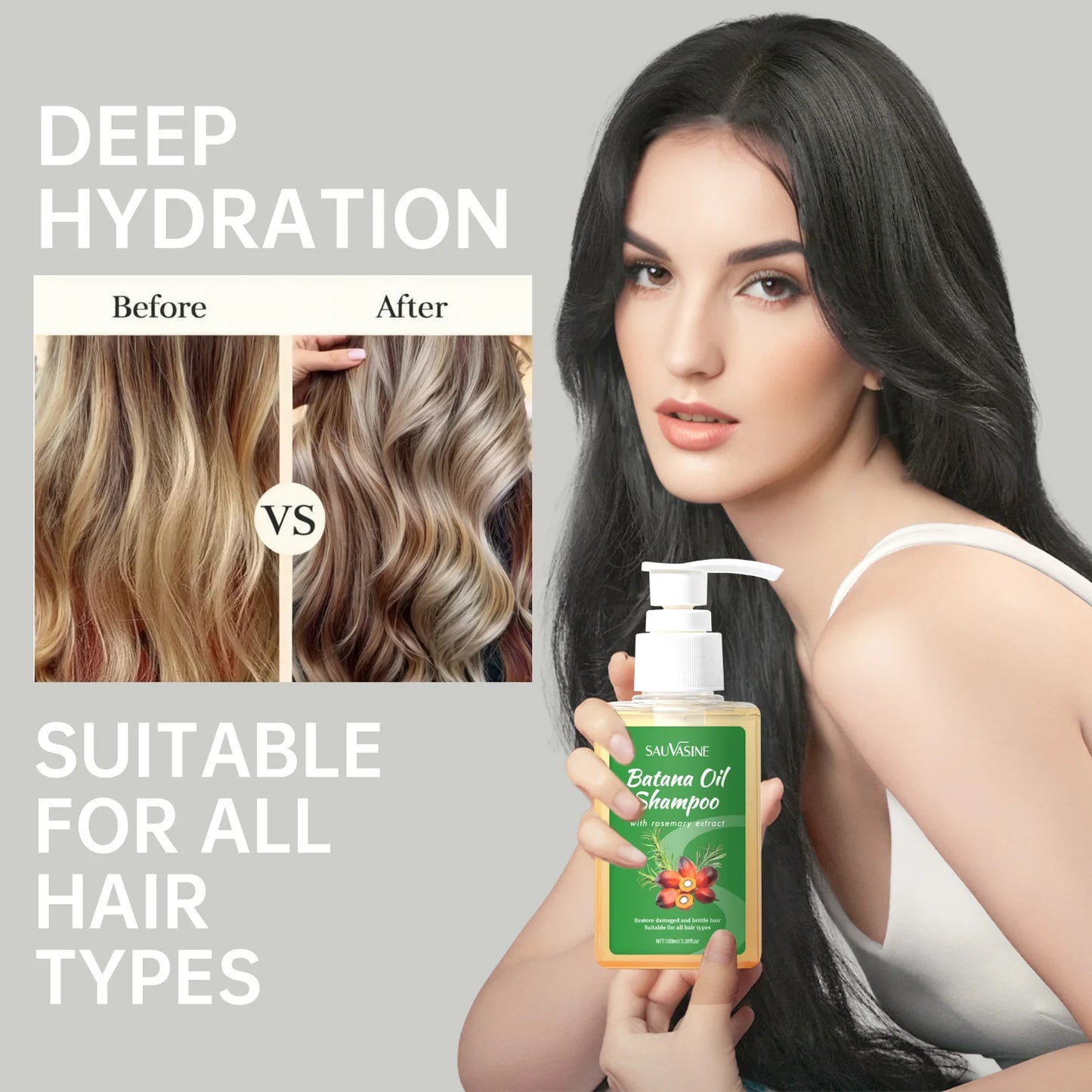 100ML Batana Oil Shampoo Soothing Scalp Intense Repair Batana Nourishing Shampoo with Rosemary Extract for All Hair Types