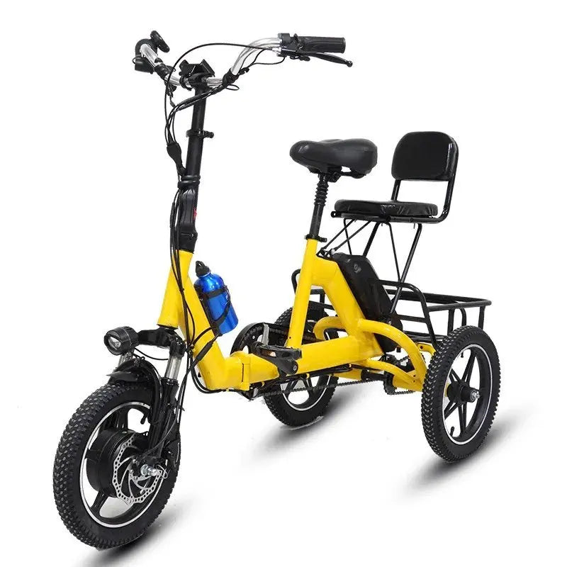 14 Inch Folding Electric Tricycle For Senior 48V Three-wheel Electric Bicycle Adult 2 Basket Seat Small Pedal ebike