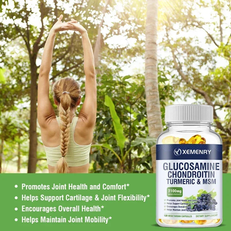 Glucosamine Chondroitin MSM Turmeric Boswellia - Antioxidant, Supports Joint and Bone Health