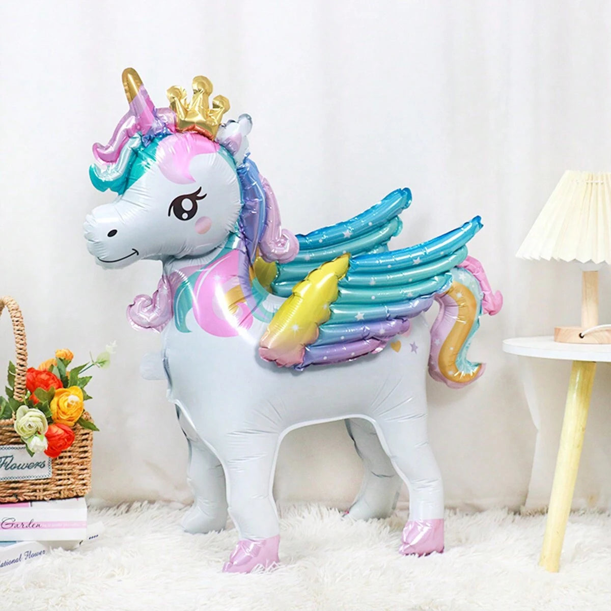 1pc Freestanding Cute Unicorn Balloon, Birthday Decoration, Rainbow Unicorn Party Supplies, Room Decoration