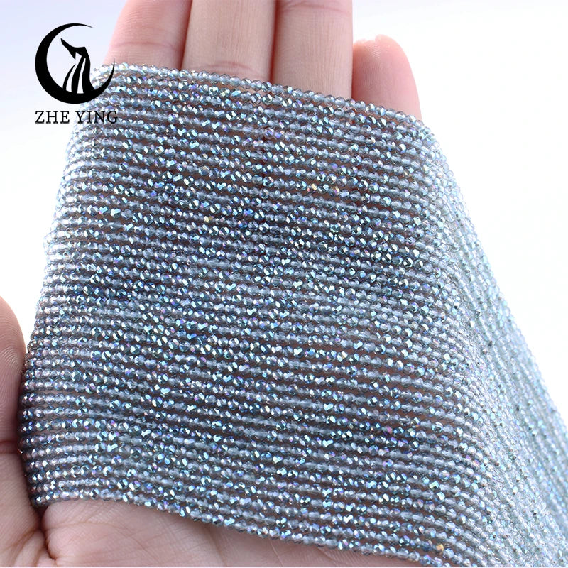 Zhe Ying New 2mm Electroplating AB Crystal Beads Small Loose Faceted Spacer Beads for Jewelry Making DIY Accessories