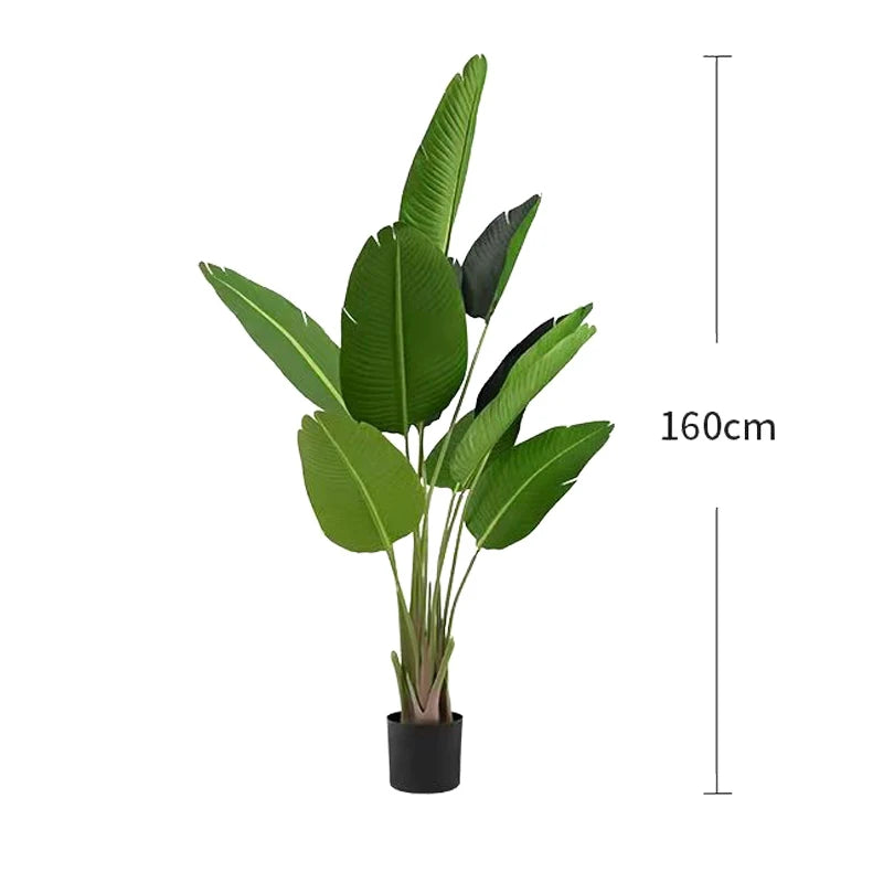 120-200cm Large Artificial Banana Tree Tropical Fake Plants Palm Leafs Monstera Green Plastic Jungle Plant for Home Office Decor