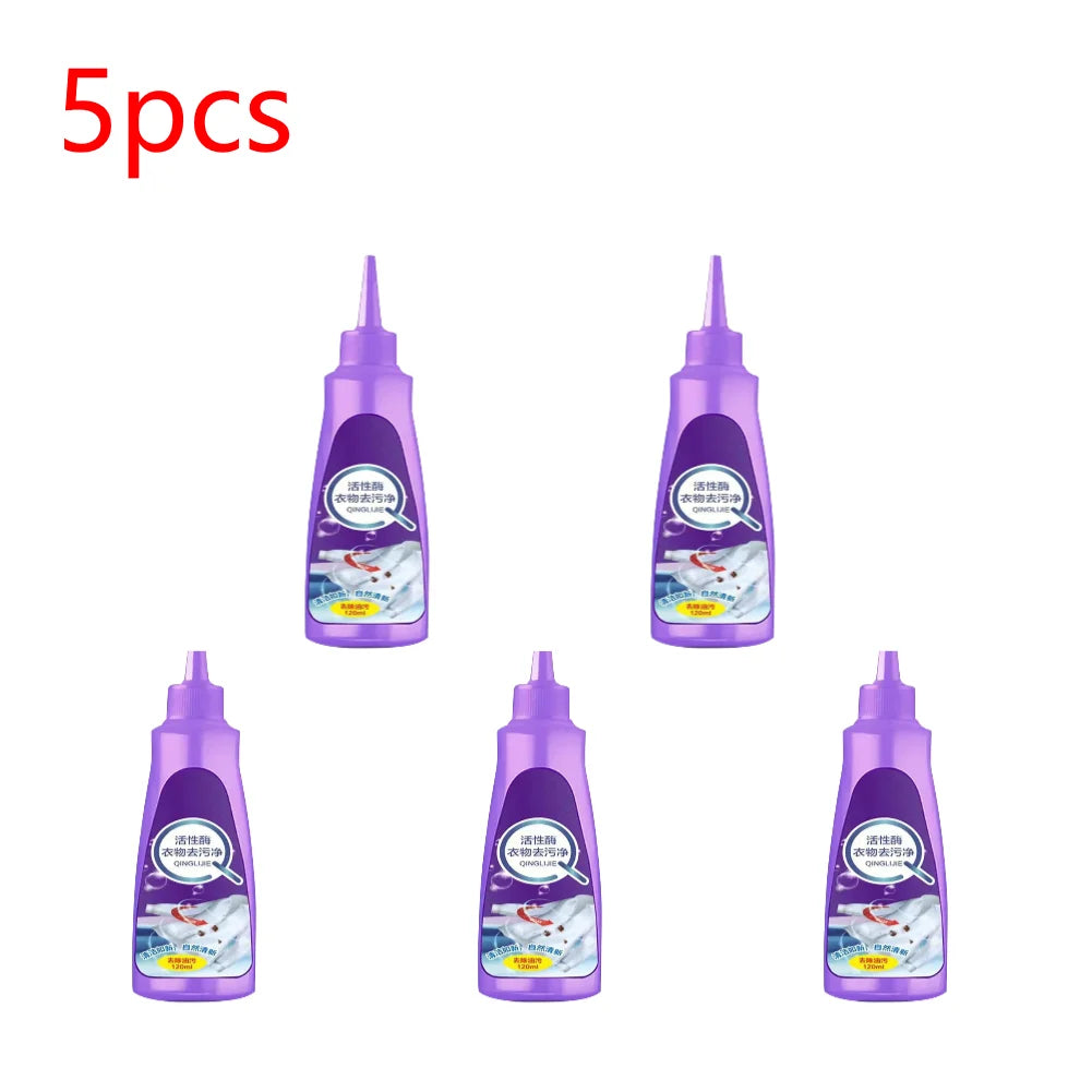 120 ML High Efficiency Active Enzyme Laundry Detergent White Shirt Guardian Works on Most Coffee Mud Grease Oil Stain Remove