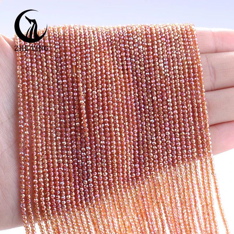 Zhe Ying New 2mm Electroplating AB Crystal Beads Small Loose Faceted Spacer Beads for Jewelry Making DIY Accessories