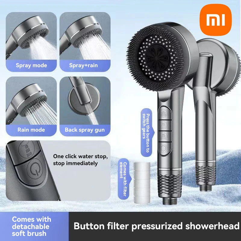 Xiaomi Shower Head 4 Modes High Pressure Showerhead One-key Stop Water Massage Shower Head With Filter Element Shower Head 2025