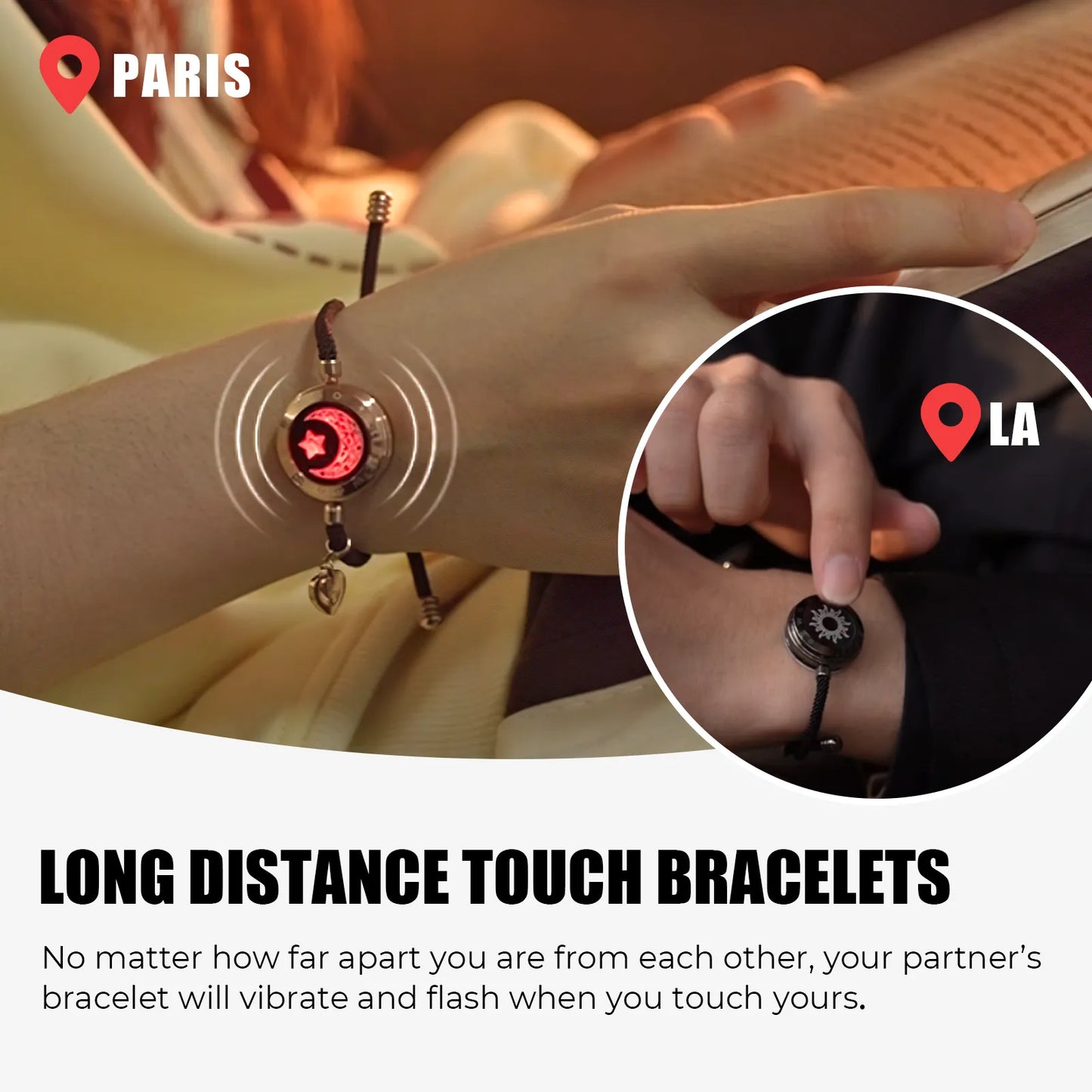 totwoo Touch Single Bracelet- Long Distance Touch Bracelet Light up and Vibration Relationship Love Baracelet Smart Jewelry