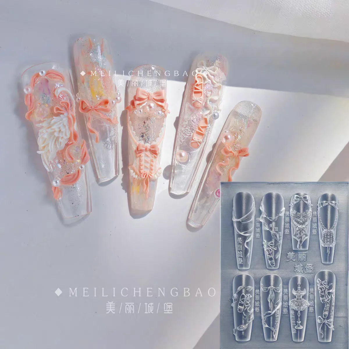 1pc Bowknot Flower 3D Acrylic Nail Mold Palace Nail Decorations DIY Design Silicone Manicure Mold Nail Art