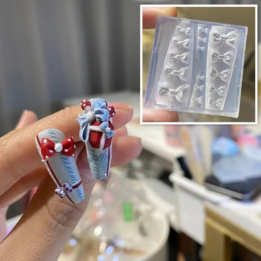 1pc Bowknot Flower 3D Acrylic Nail Mold Palace Nail Decorations DIY Design Silicone Manicure Mold Nail Art