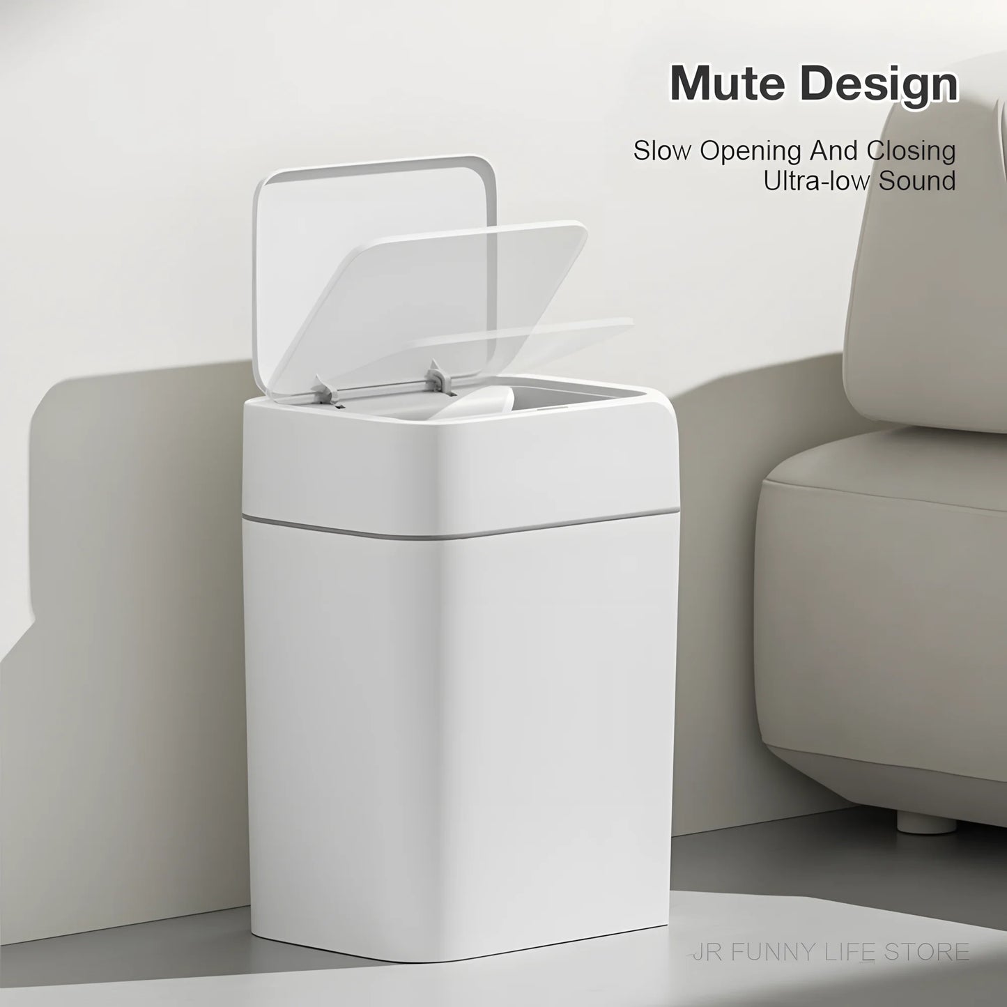 12L+16L Automatic Sensor Trash Can IPX4 Waterproof Bathroom Smart Trash Basket White Electric Toilet Wastebasket