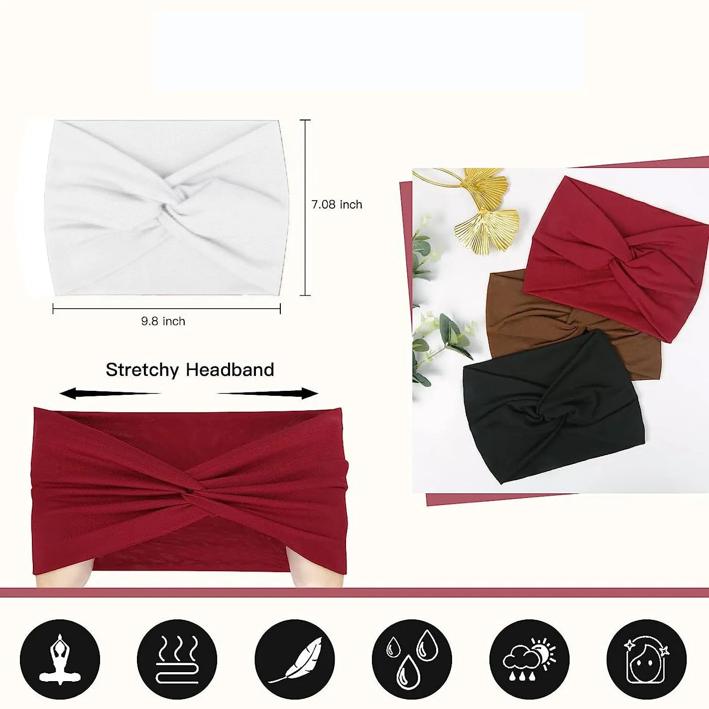 Widening 18CM stretch printed sports sweatband headband headscarf hairband hair tie band