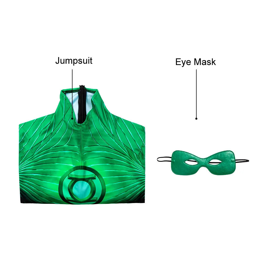 Zentai Hal Halloween Carnival Hero Outfit Green Zentai Lantern Cosplay Costume 3D Printing Superhero Jumpsuit With Eye Mask