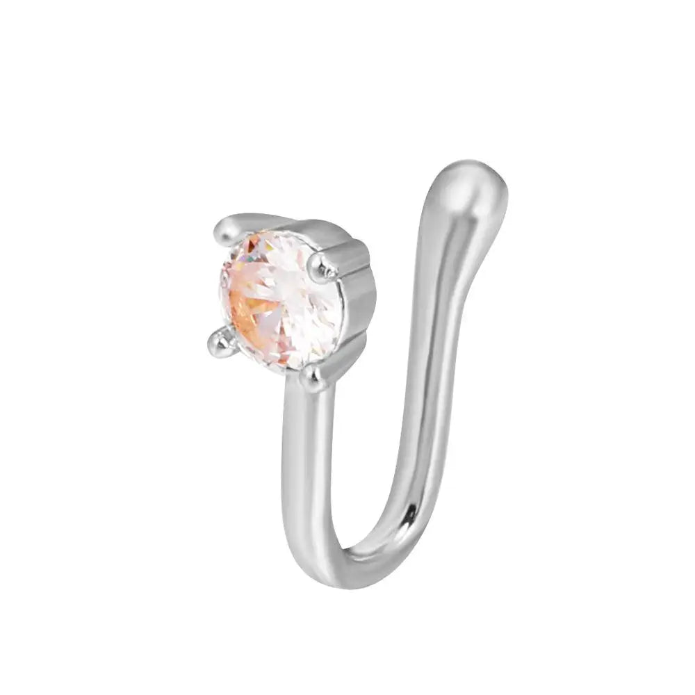 Men Women Nose Ring Clip Fake Septum Piering Rock Hip Hoop Punk Stainless Steel Body Jewelry Non Perforation Nose Clips Ring Z6