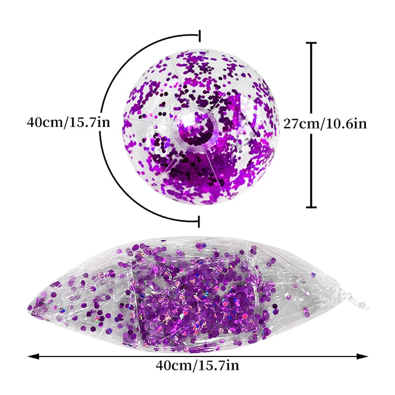 16 Inch Sequins Beach Ball Halloween Jumbo Pool Toys Balls Glitters Inflatable Clear Beach Ball Swimming Pool Water Beach Toys