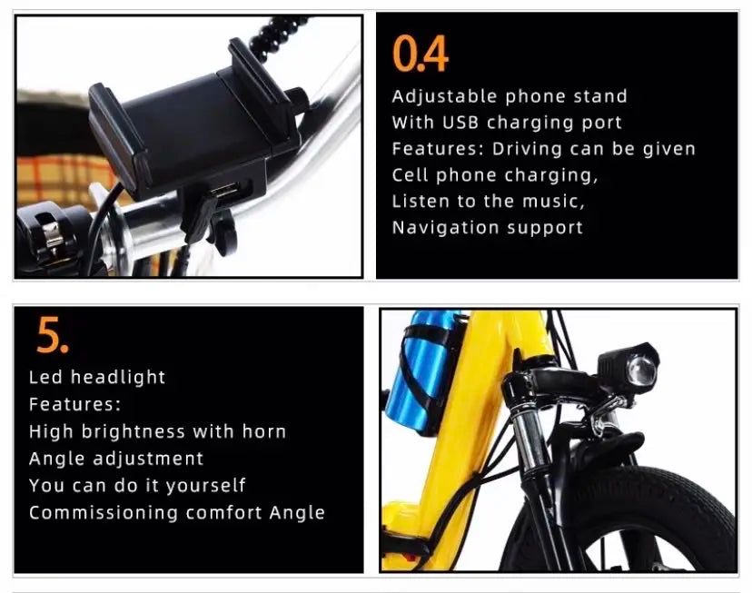 14 Inch Folding Electric Tricycle For Senior 48V Three-wheel Electric Bicycle Adult 2 Basket Seat Small Pedal ebike