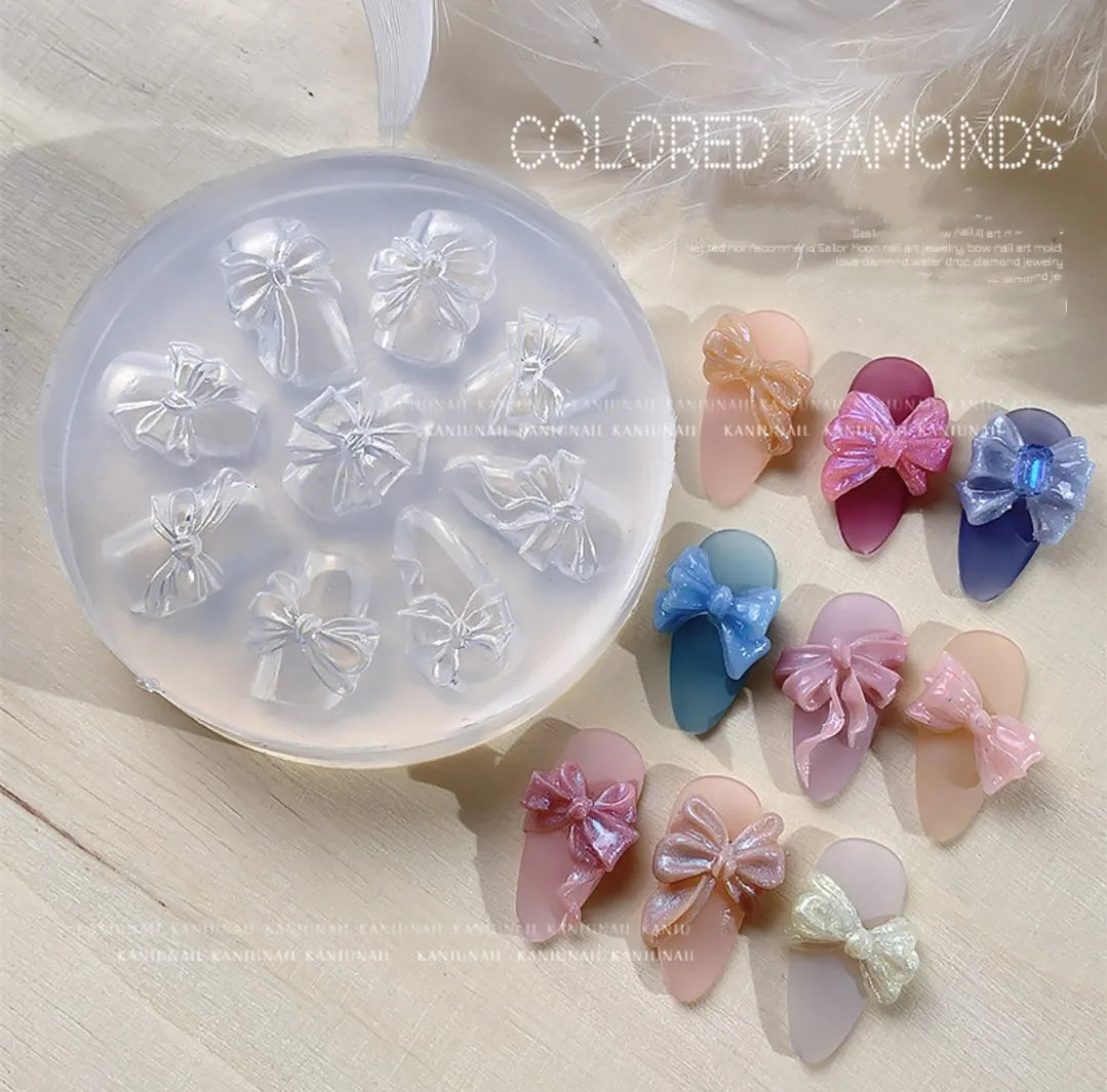 1pc Bowknot Flower 3D Acrylic Nail Mold Palace Nail Decorations DIY Design Silicone Manicure Mold Nail Art