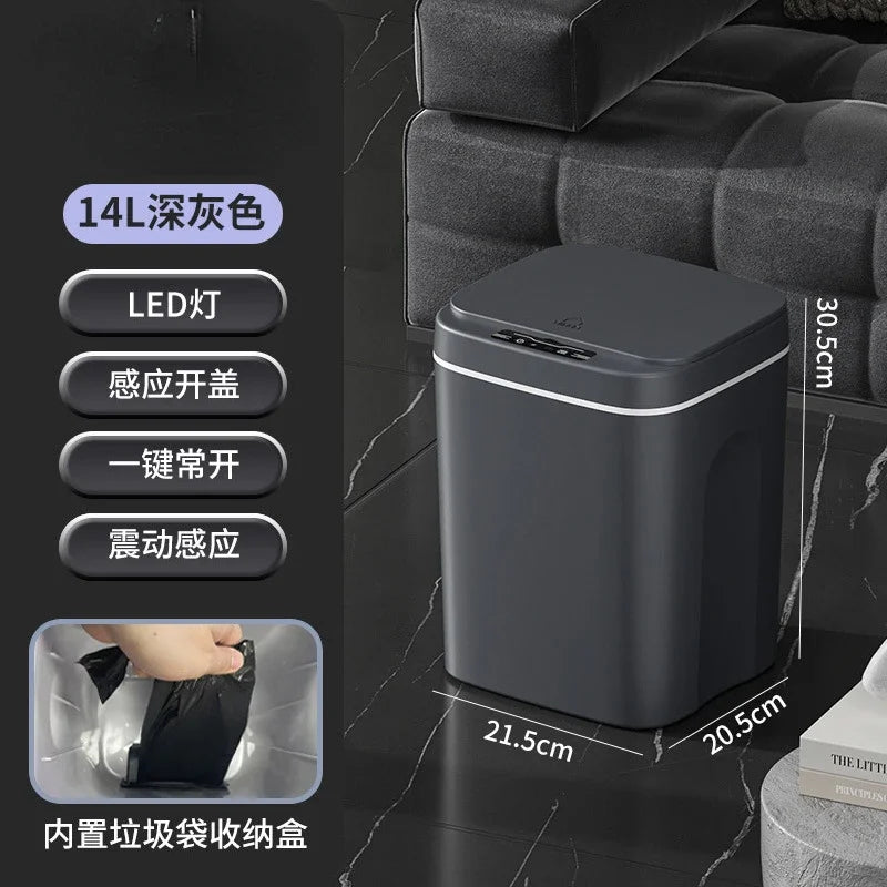 16L Automatic Sensor Trash Can Electric Touchless Smart Bin Kitchen Bathroom Waterproof Bucket Garbage With Lid Home Wastebasket