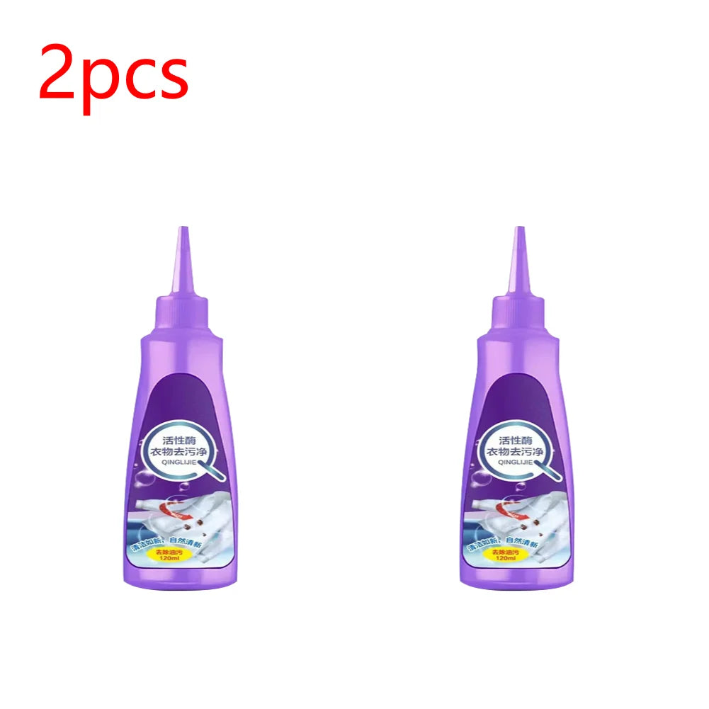 120 ML High Efficiency Active Enzyme Laundry Detergent White Shirt Guardian Works on Most Coffee Mud Grease Oil Stain Remove
