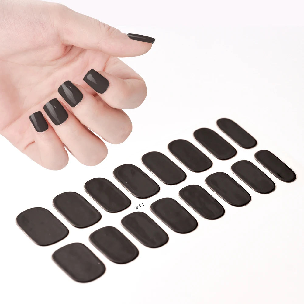 14pc Transparent Semi Cured Gel Nail Strips Nail Strengthening Gel Slider Long-Lasting Clear Crystal Gel Waterproof UV Stickers