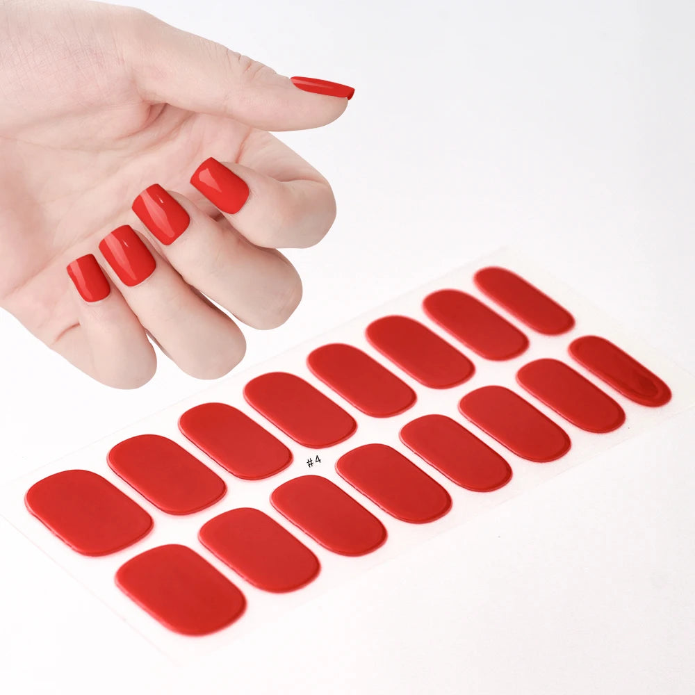 14pc Transparent Semi Cured Gel Nail Strips Nail Strengthening Gel Slider Long-Lasting Clear Crystal Gel Waterproof UV Stickers