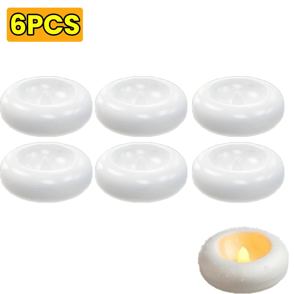 1/3/6 Pcs LED Floating Candles 7.3cm Flameless Plastic Floating Tea Lights for Bathtub Swimming Pool Vase Centerpiece Decoration