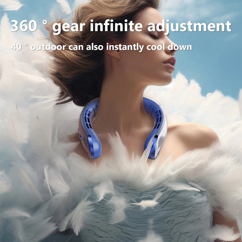 Xiaomi 8000mAh USB Hanging Neck Fan Portable Bladeless Mini Rechargeable Mute LED Digital Display Electric Air Cooler Handheld