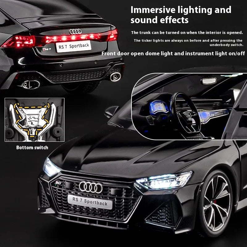 1:18 AUDI RS7 Sportback Four Door Coupe Remote Control Alloy Diecast Model Car Hobby Collecting Decorative Gifts Boyfriend Box