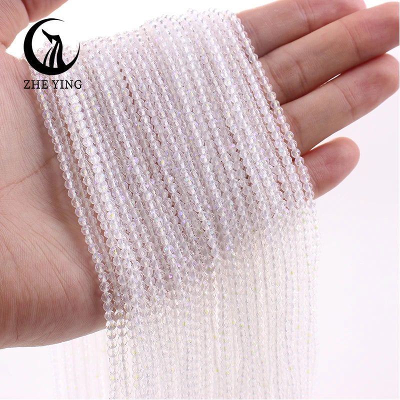 Zhe Ying New 2mm Electroplating AB Crystal Beads Small Loose Faceted Spacer Beads for Jewelry Making DIY Accessories