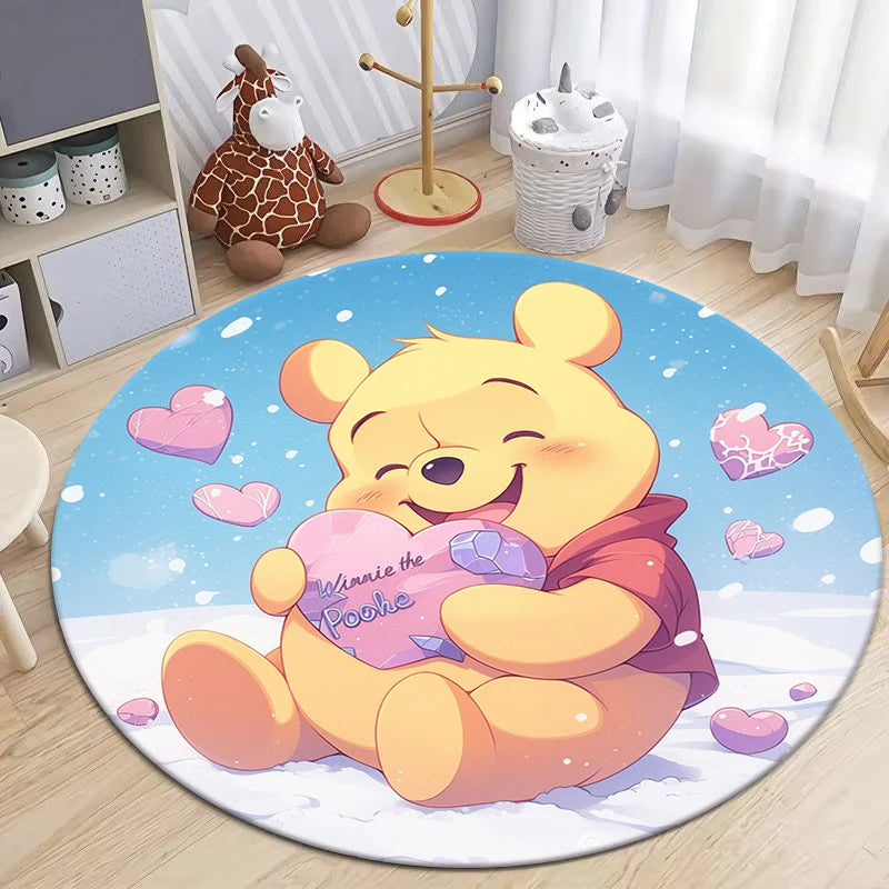 Winnie the Pooh Cute Cartoon Print Round Carpet.Bedroom,Balcony,Entry Door,Sofa,Chair Non-slip Mat.Gift,Picnic,Home Decorat,Rug