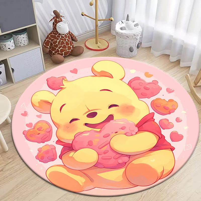 Winnie the Pooh Cute Cartoon Print Round Carpet.Bedroom,Balcony,Entry Door,Sofa,Chair Non-slip Mat.Gift,Picnic,Home Decorat,Rug