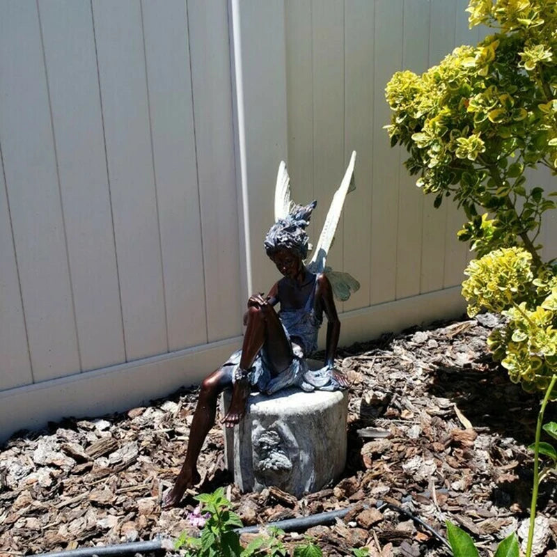 18/22cm Large Size And Turek Sitting Fairy Statue Garden Ornament Resin Craft Yard Home Decor Outdoor Dropshipping